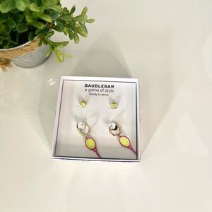 BaubleBar Pink and Yellow Tennis Racket Earring Set